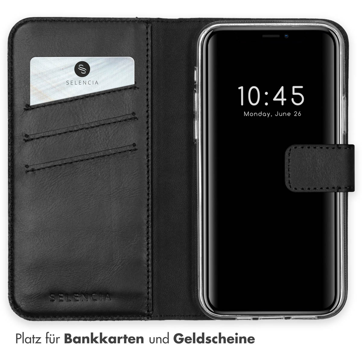 Selencia Echt Lederen Bookcase Apple iPhone 12 Pro Max - Zwart