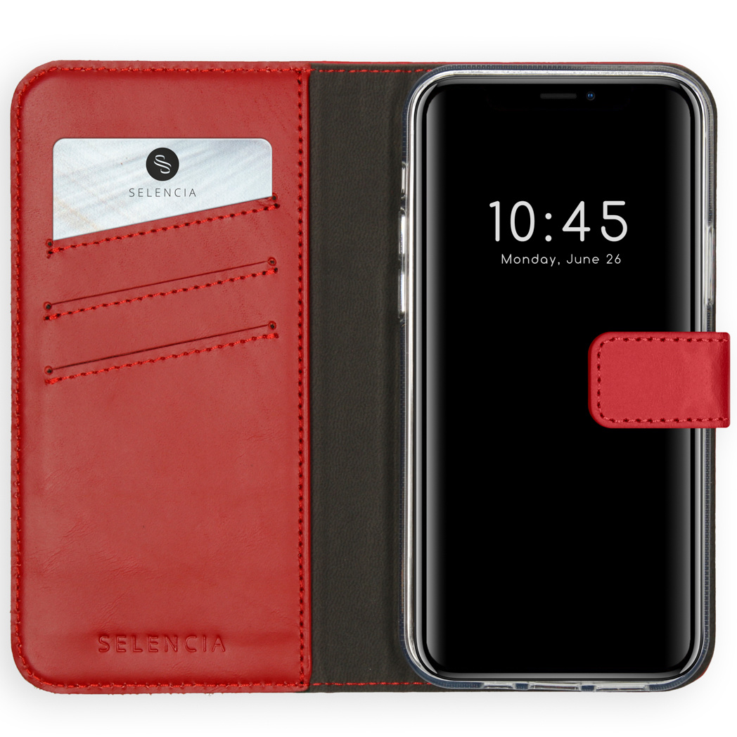 Selencia Echt Lederen Bookcase Apple iPhone 12 Pro Max - Rood