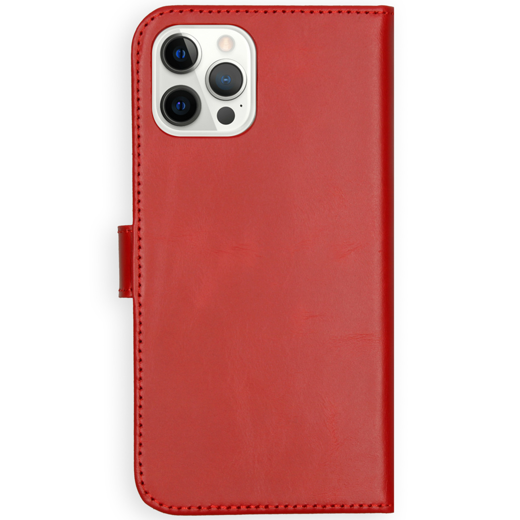 Selencia Echt Lederen Bookcase Apple iPhone 12 Pro Max - Rood