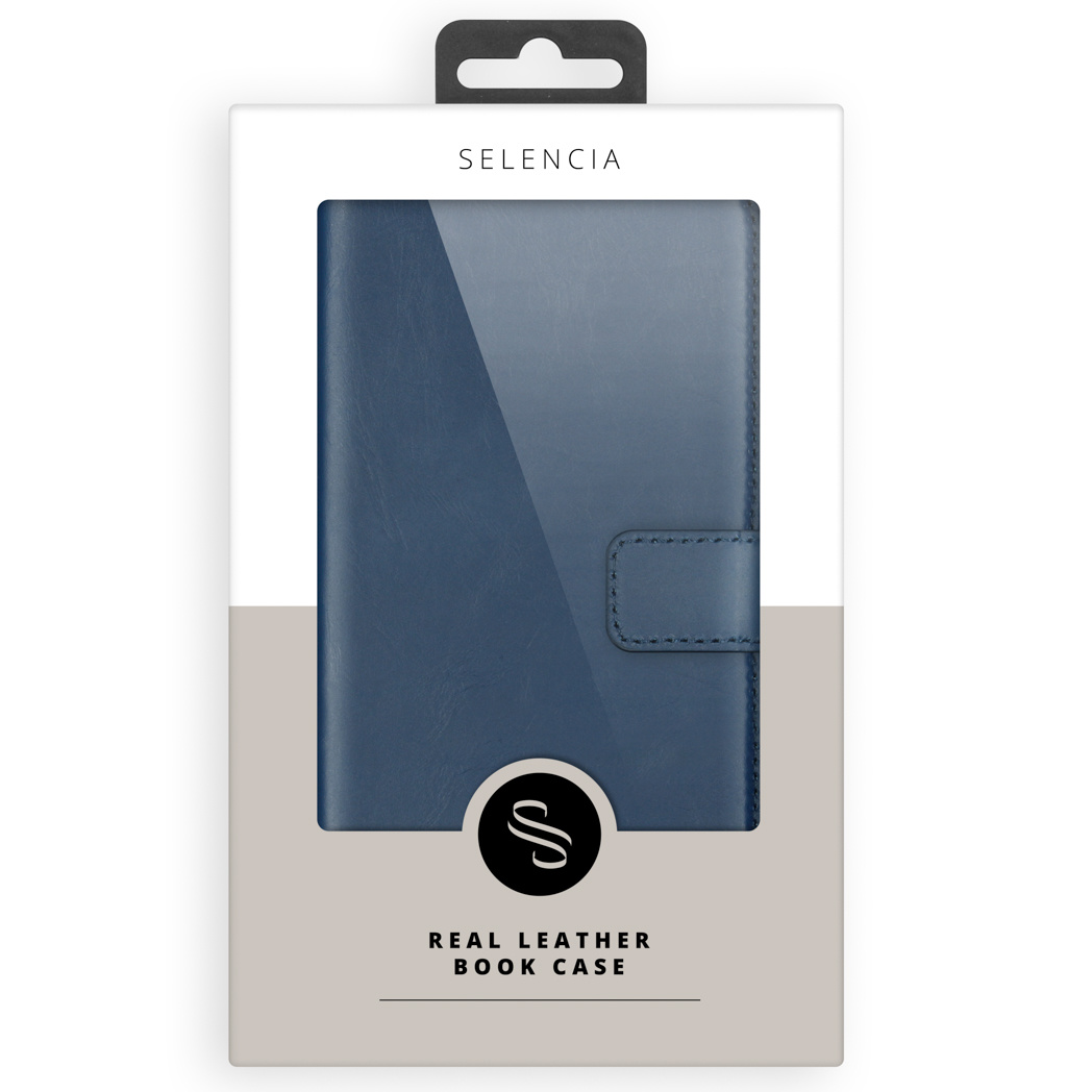 Selencia Echt Lederen Bookcase Apple iPhone 12 Pro Max - Blauw