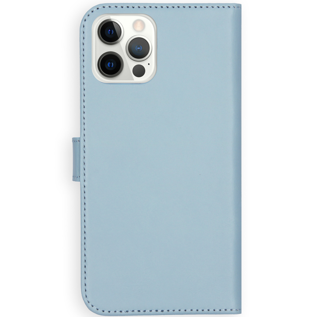 Selencia Echt Lederen Bookcase Apple iPhone 12 (Pro) - Lichtblauw