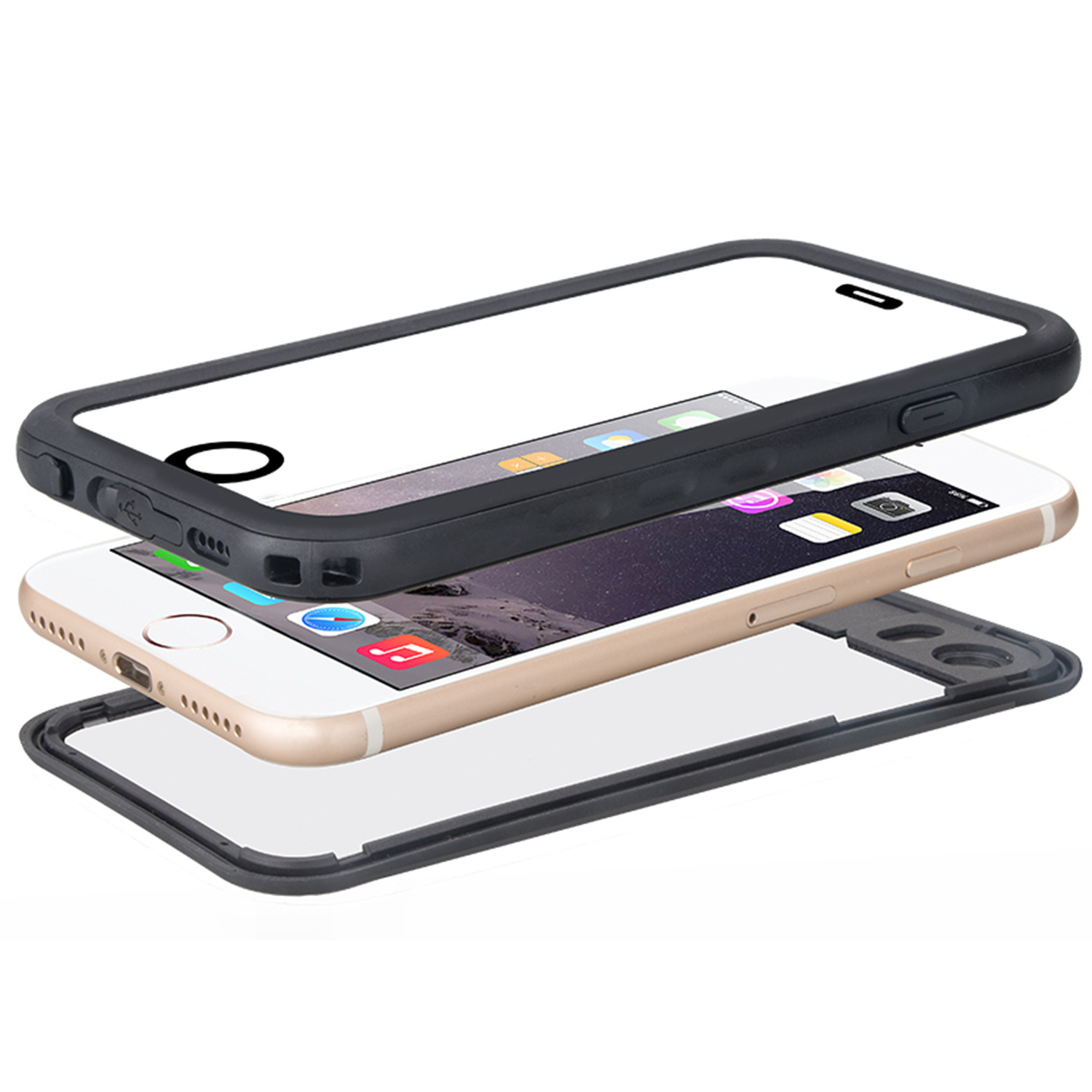 Redpepper Dot Plus Waterproof Backcover Apple iPhone SE (2022 / 2020) / 8 / 7 / 6(s) - Zwart