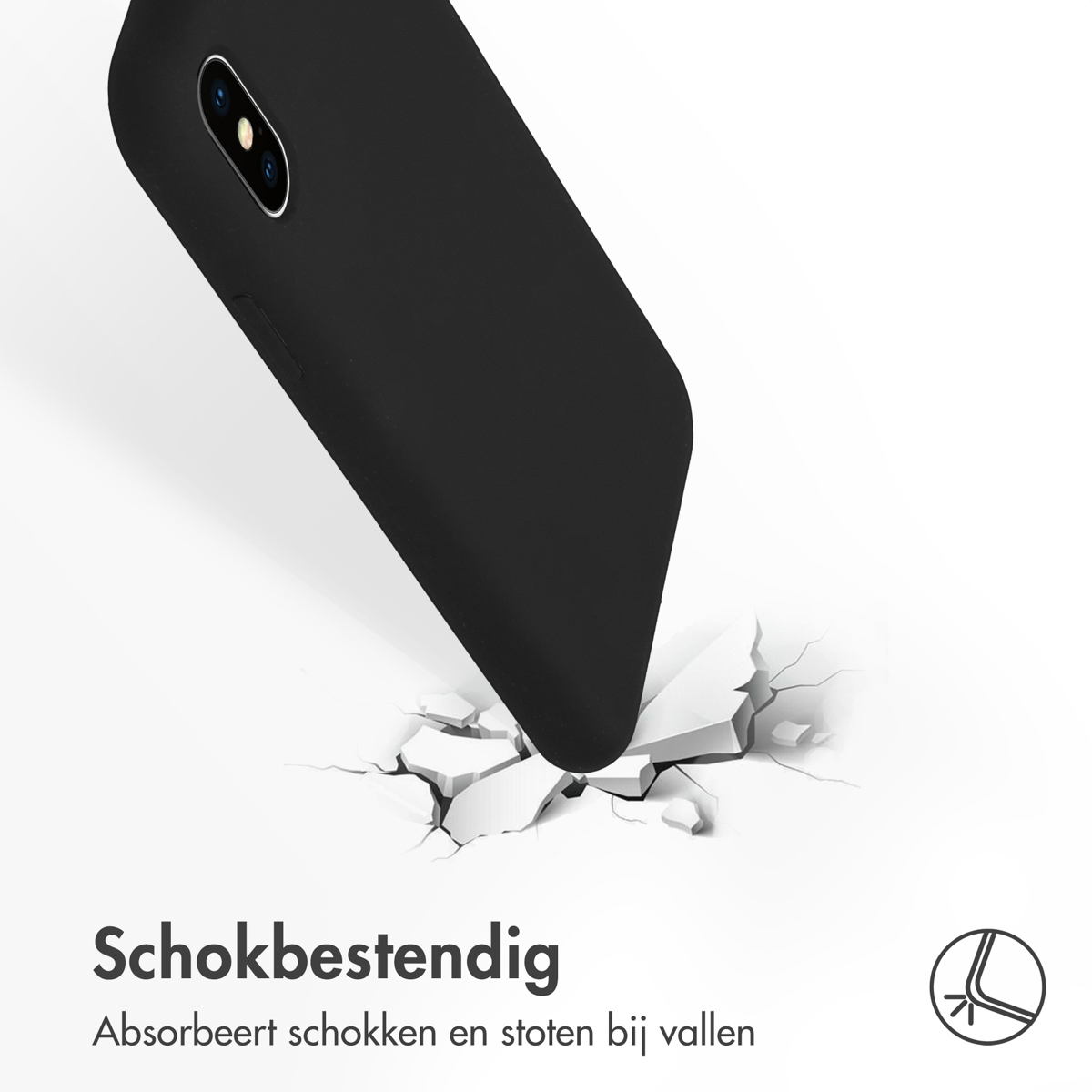 Accezz Liquid Silicone Backcover Apple iPhone Xs / X - Zwart