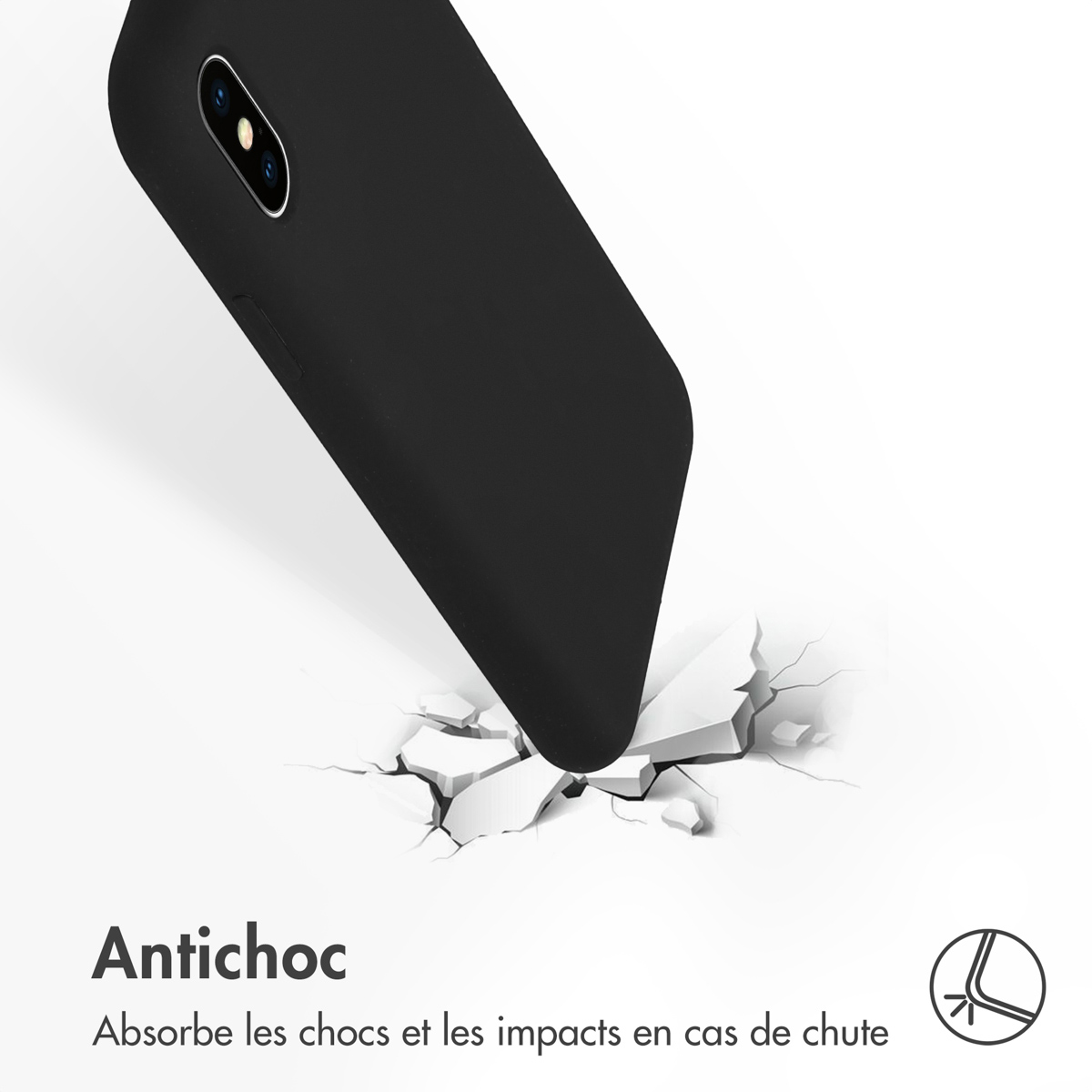 Accezz Liquid Silicone Backcover Apple iPhone Xs / X - Zwart