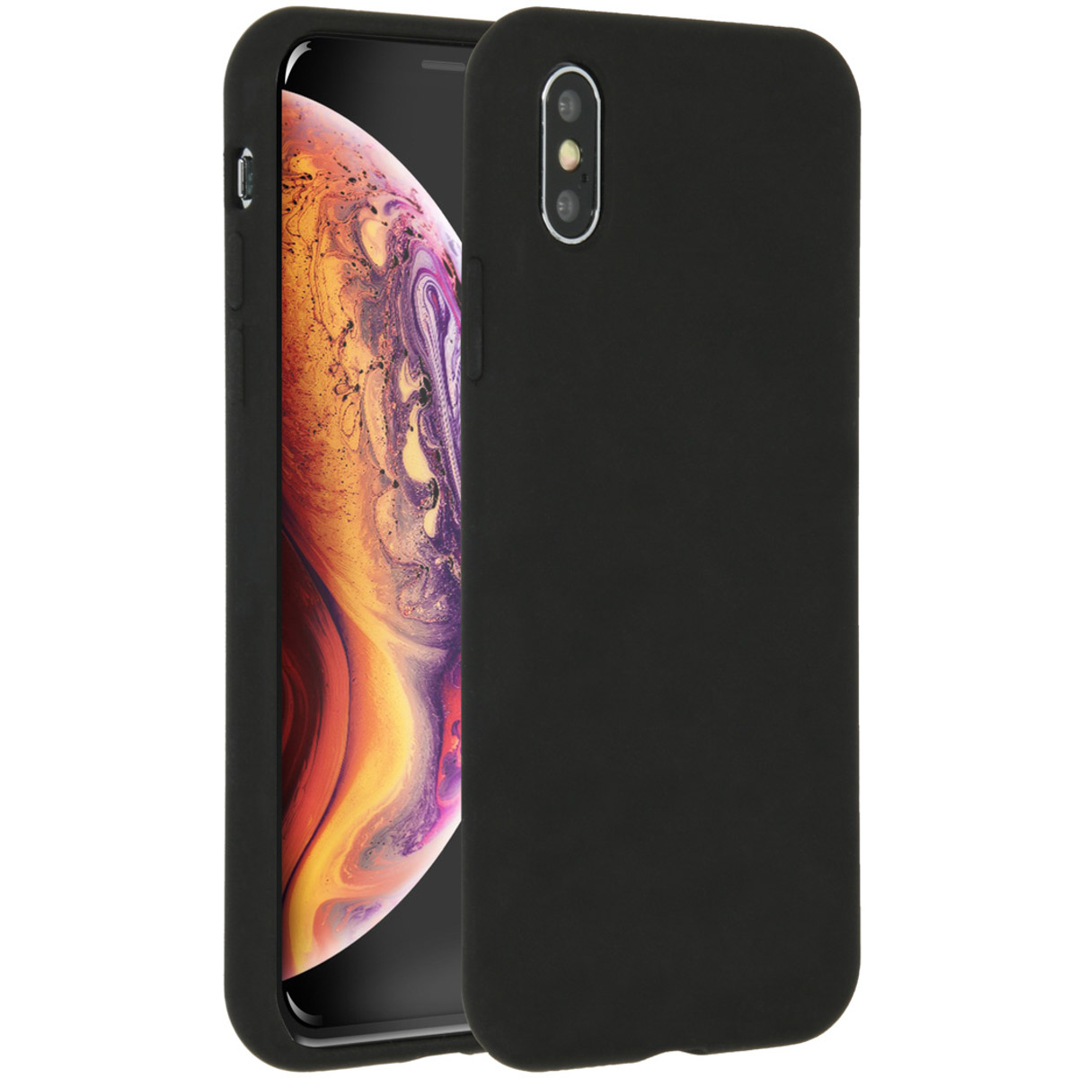 Accezz Liquid Silicone Backcover Apple iPhone Xs / X - Zwart