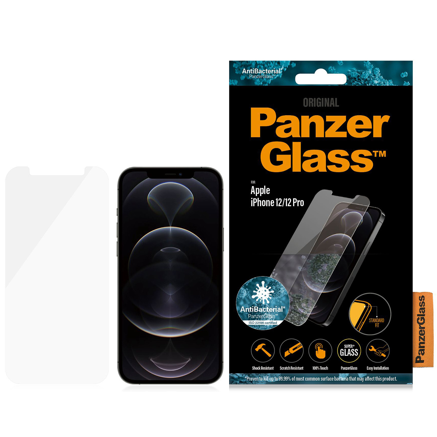 PanzerGlass Anti-Bacterial Screenprotector Apple iPhone 12 (Pro)