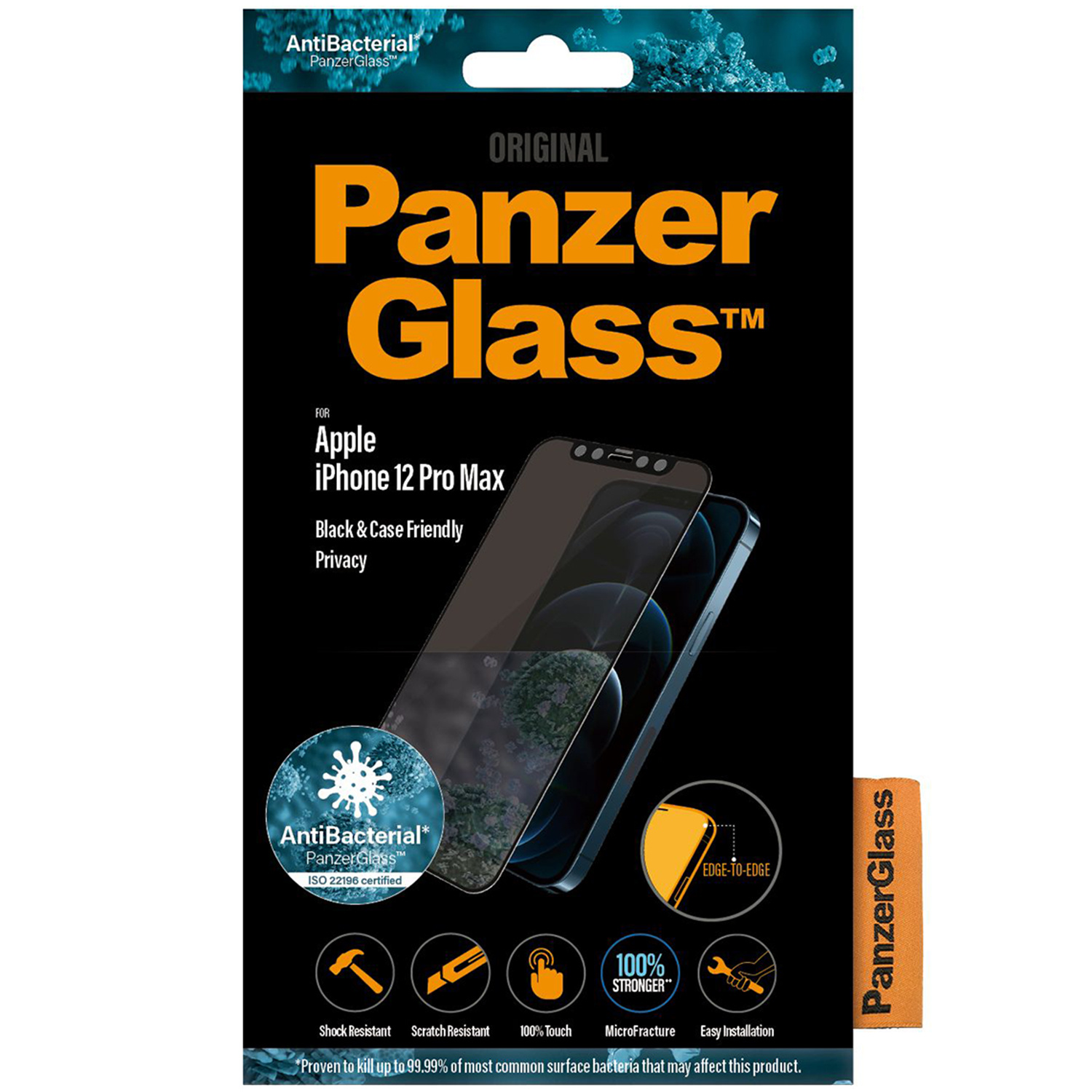 PanzerGlass Case Friendly Privacy Anti-Bacterial Screenprotector Apple iPhone 12 Pro Max