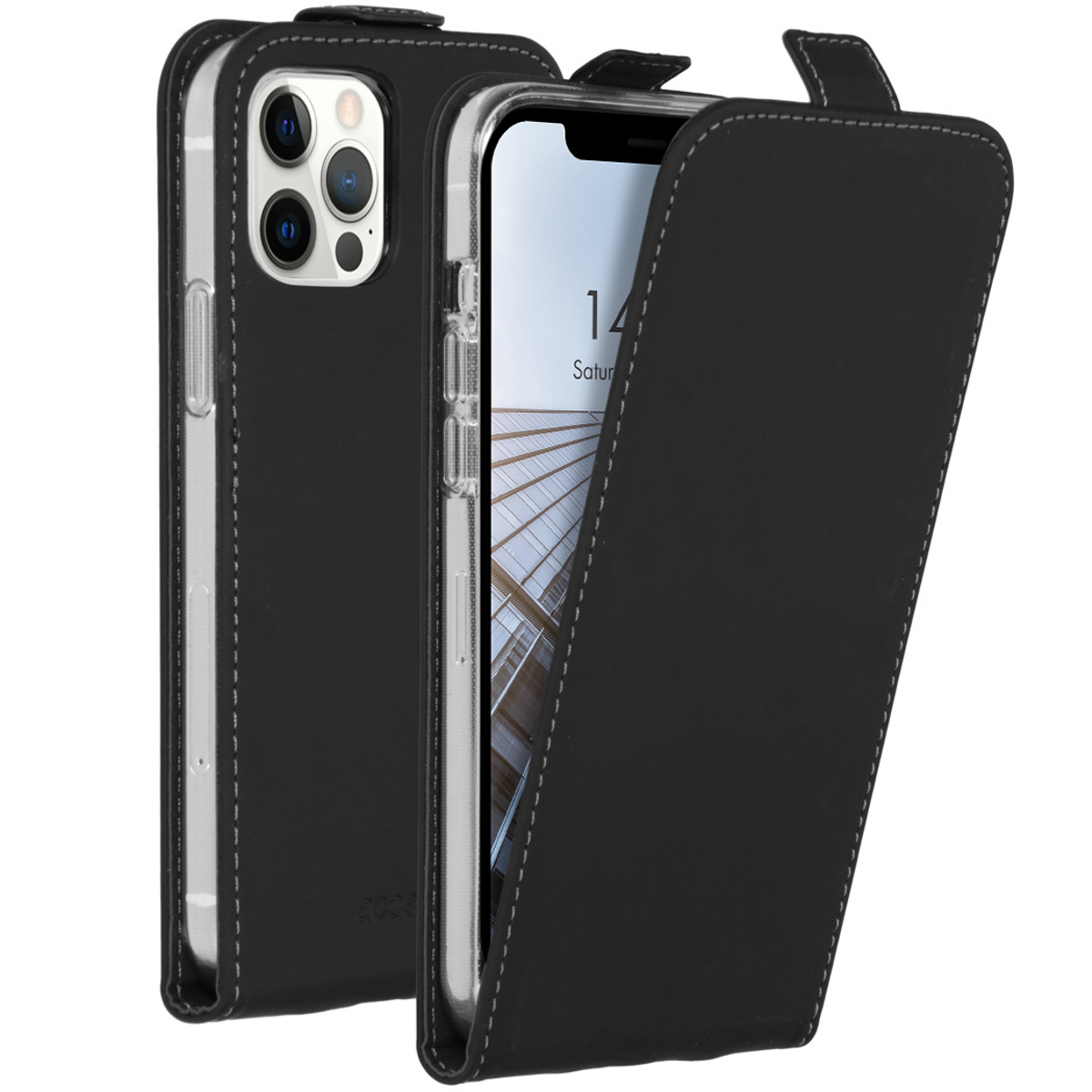 Accezz Flipcase Apple iPhone 12 (Pro) - Zwart
