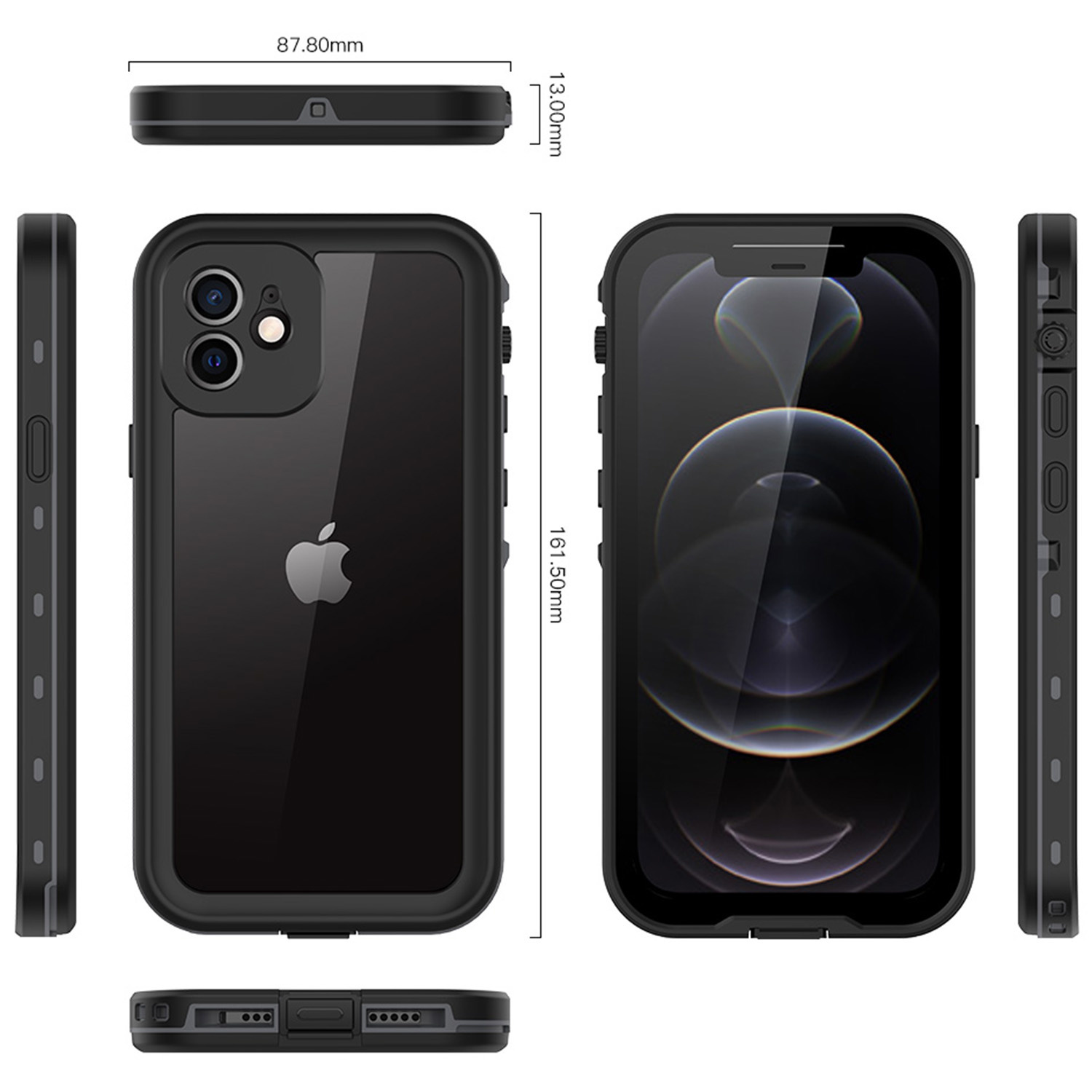 Redpepper Dot Plus Waterproof Backcover Apple iPhone 12 - Zwart