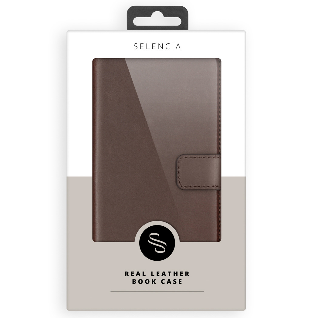 Selencia Echt Lederen Bookcase Apple iPhone Xs - Bruin