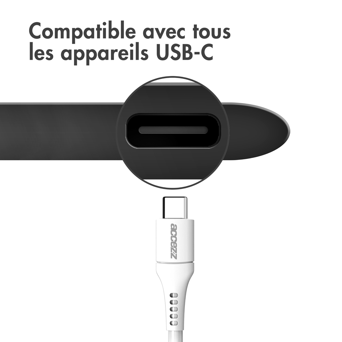 Accezz USB-C naar USB-C kabel - 1 meter - Wit