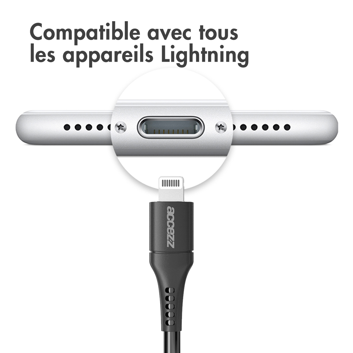 Accezz Lightning naar USB-C kabel - MFi certificering - 1 meter - Zwart
