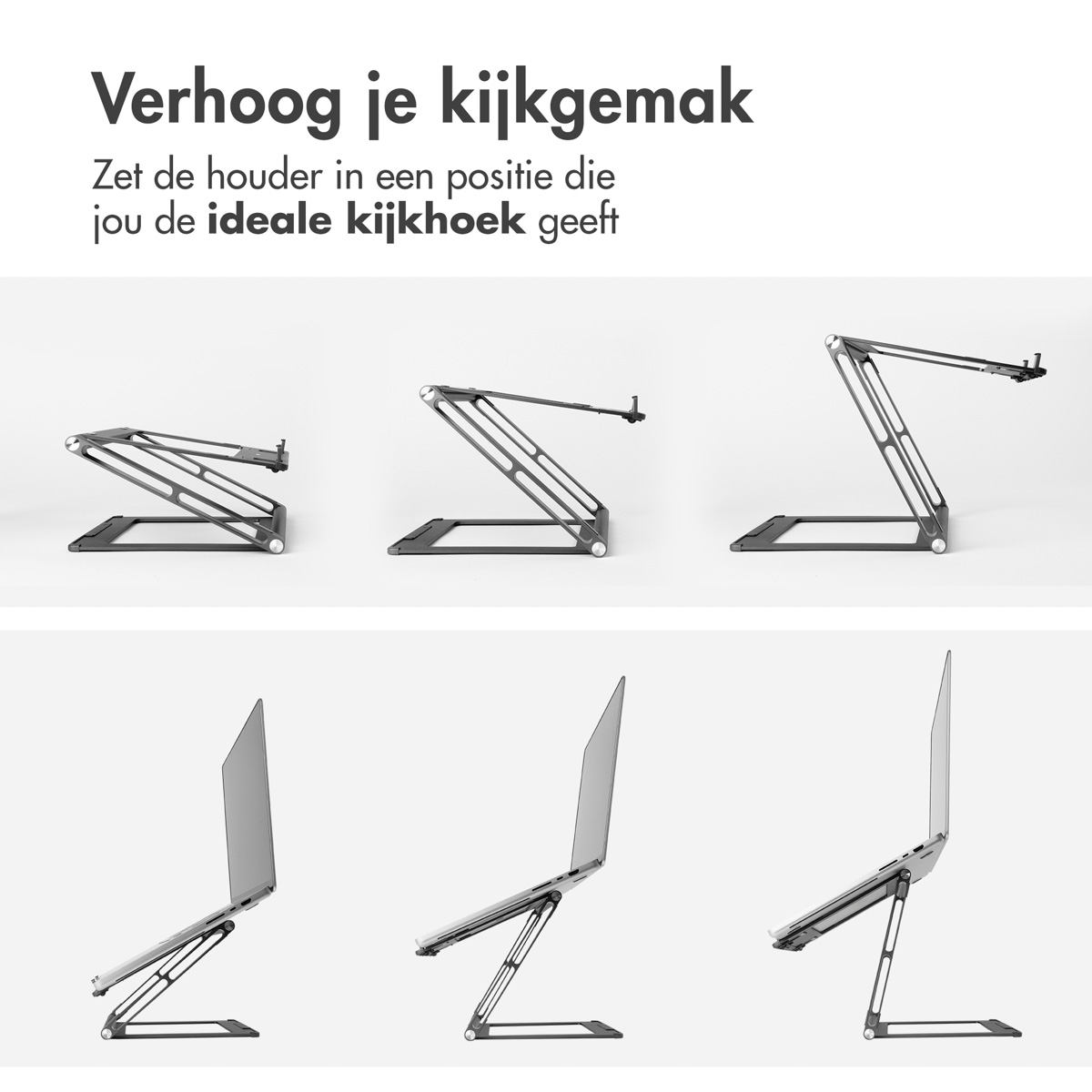 Accezz Origami Laptop Stand - Laptop standaard - Verstelbaar en opvouwbaar - Universeel - Donkergrijs