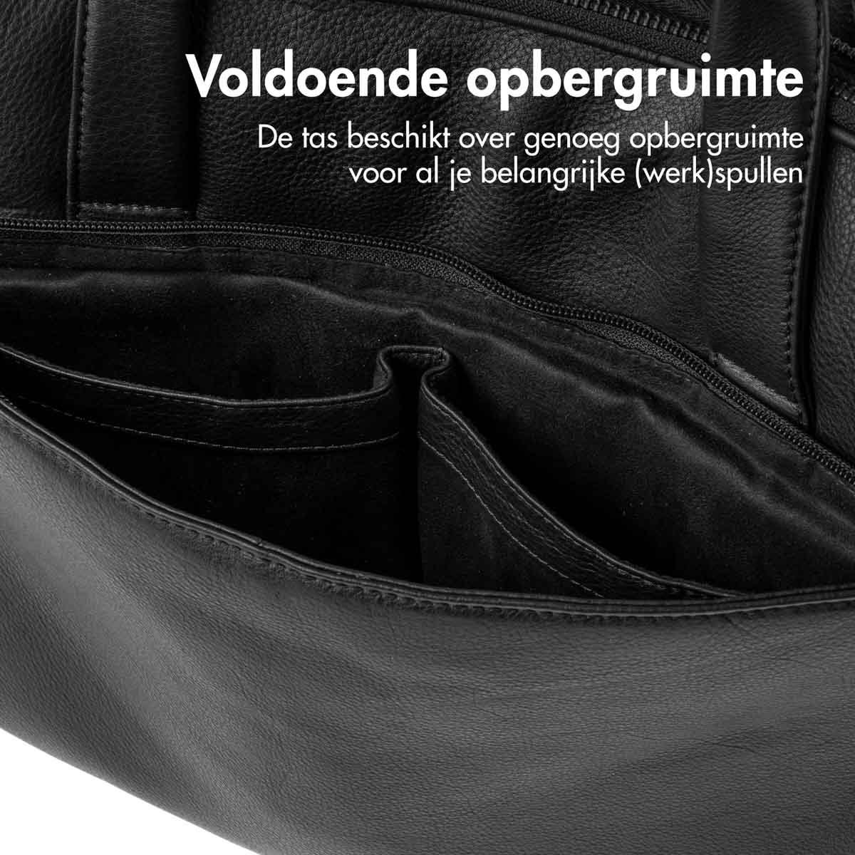 Accezz Leather Laptoptas 16 inch - Zwart