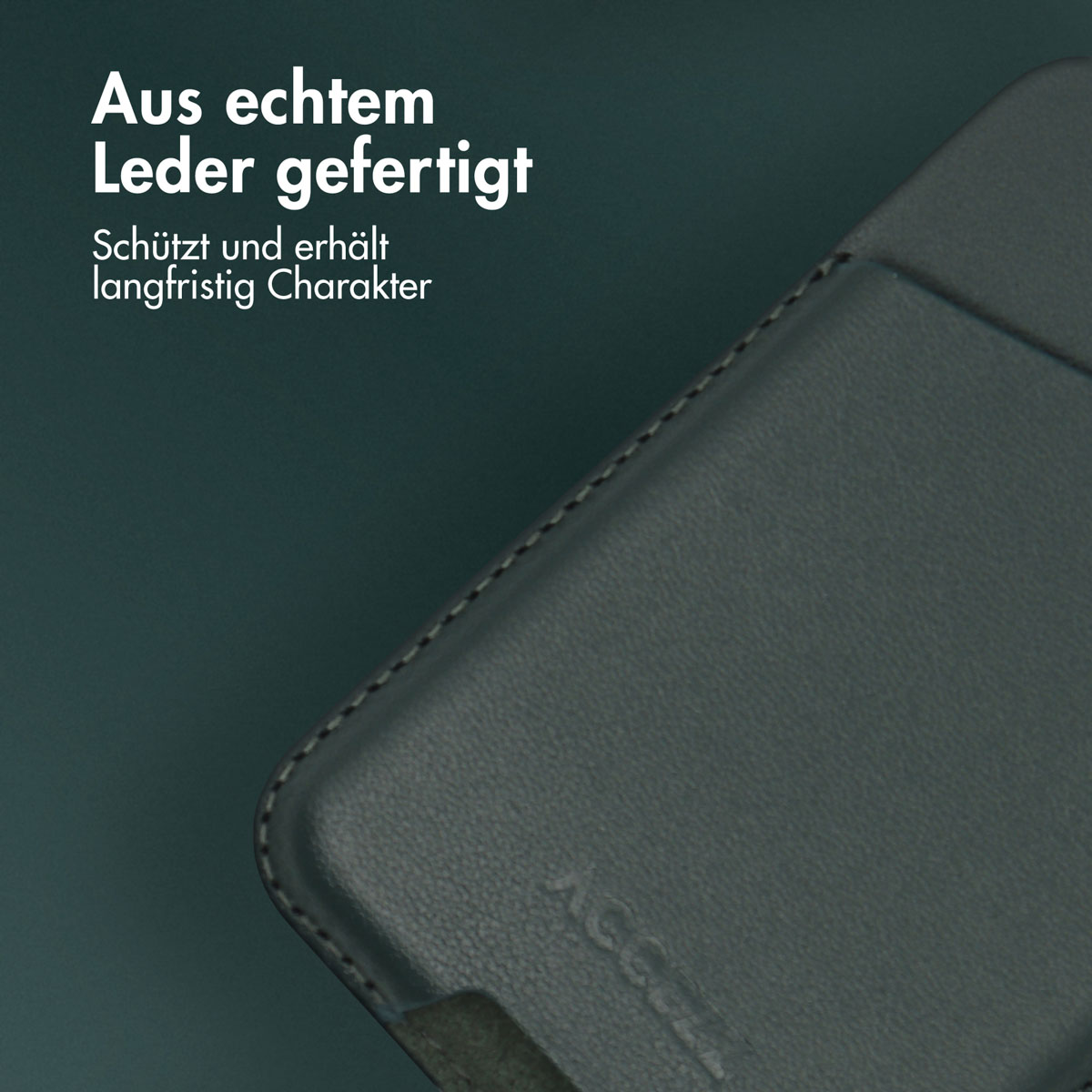 Accezz Leather Cardholder MagSafe - Kaarthouder met MagSafe - Cedar Green