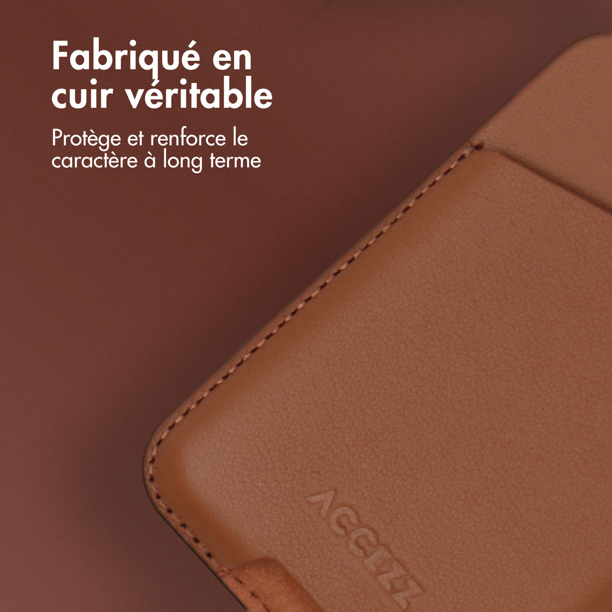 Accezz Leather Cardholder MagSafe - Kaarthouder met MagSafe - Sienna Brown