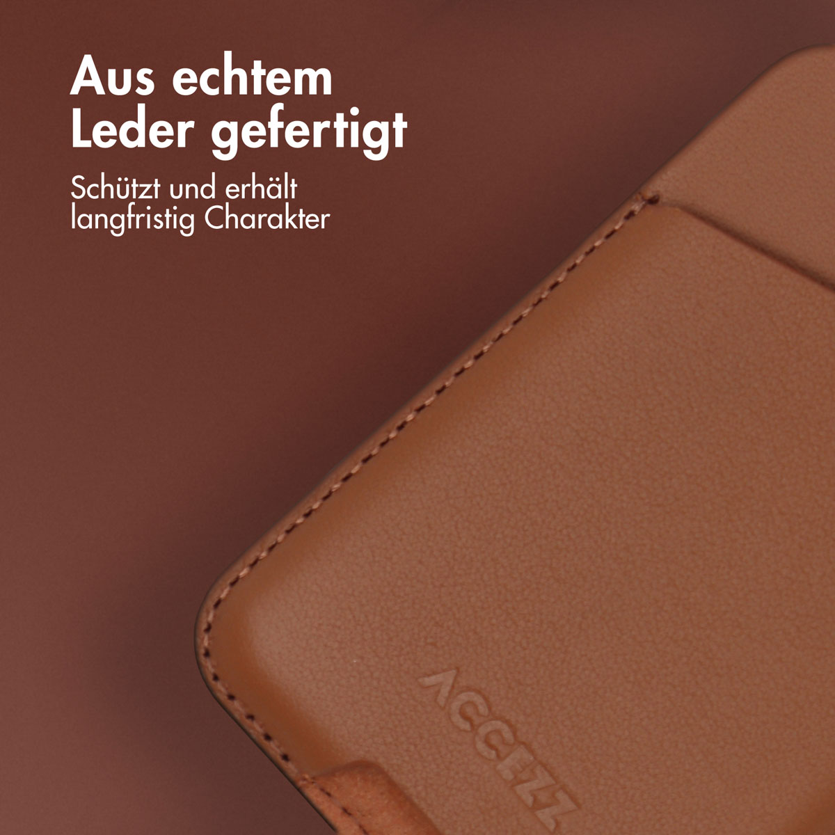Accezz Leather Cardholder MagSafe - Kaarthouder met MagSafe - Sienna Brown
