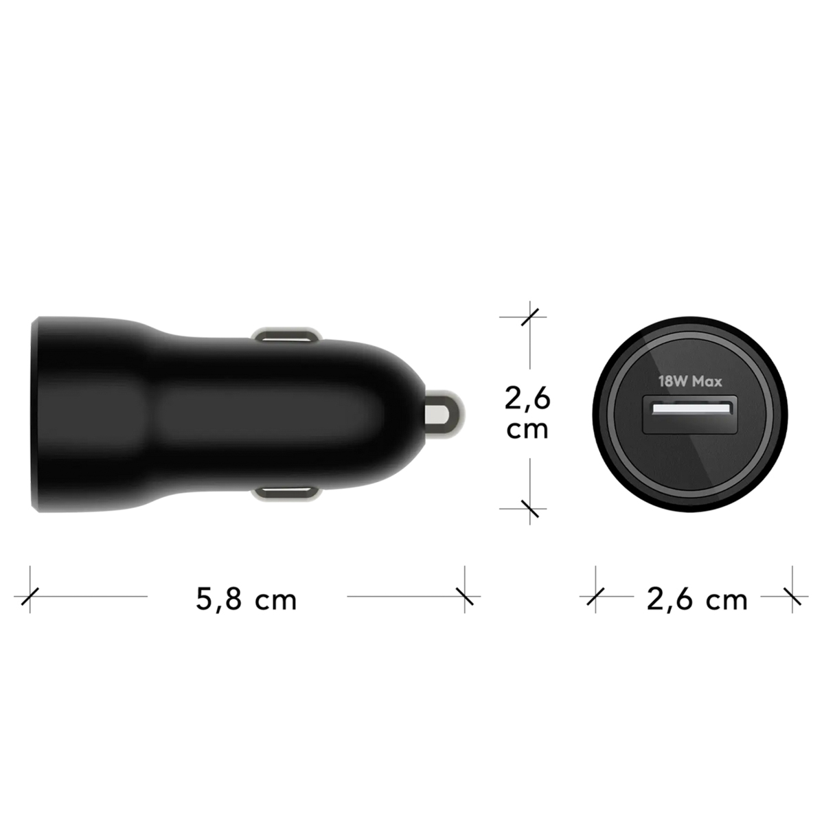 dbramante1928 re-charge | Autolader - USB-A 18 Watt - Zwart
