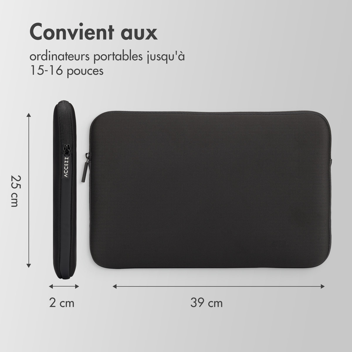 Accezz Basis Laptop hoes 15-16 inch - Laptopsleeve - Zwart