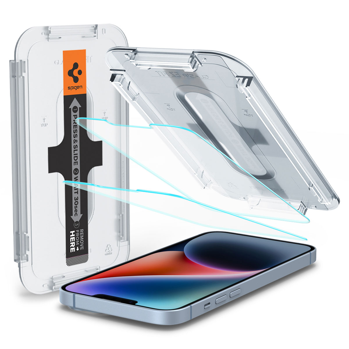Spigen EZ Fit Glas.tR met installatietray - 1 pack Apple iPhone 13 / 13 Pro / 14 / 16e