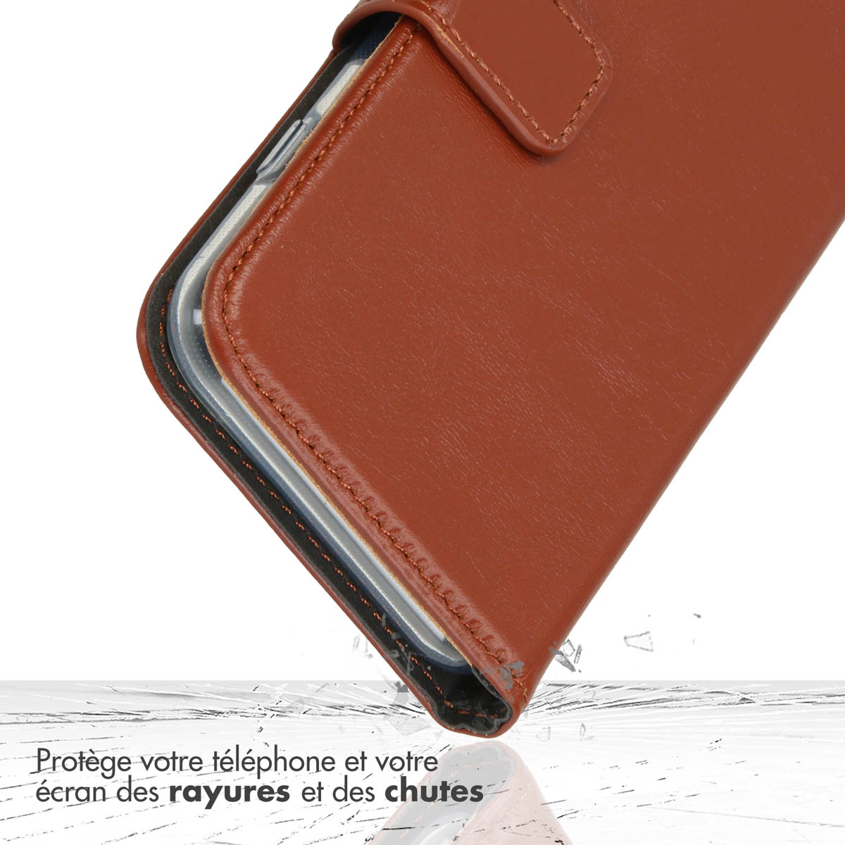 Selencia Echt Leren Bookcase Apple iPhone 17 Pro Max - Light Brown