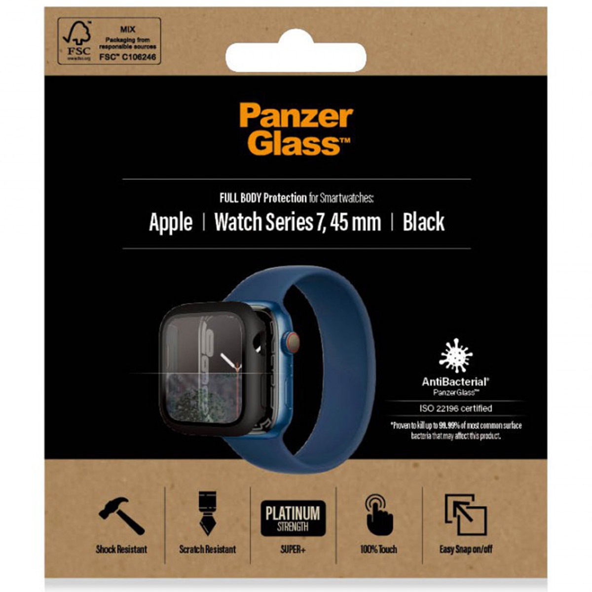 PanzerGlass Full Body Case Apple Watch Series 7 / 8 / 9 (45 mm) - Zwart