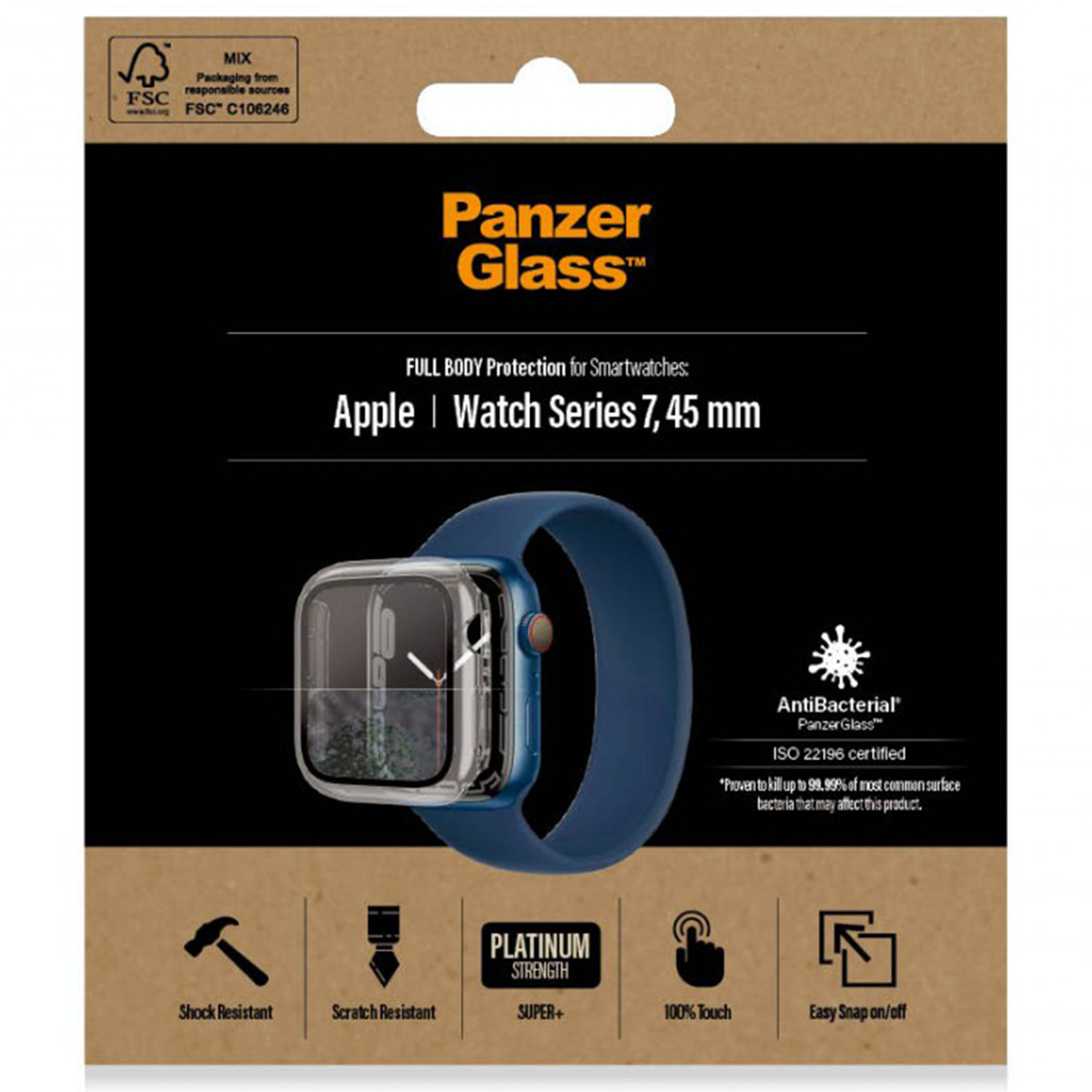 PanzerGlass Full Body Case Apple Watch Series 7 / 8 / 9 (45 mm) - Transparant