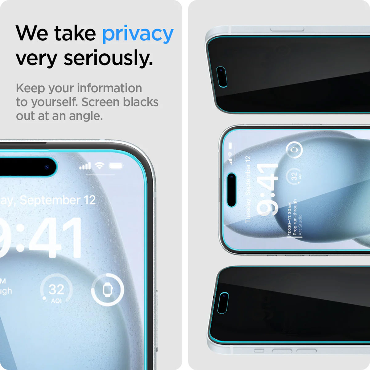 Spigen GLAStR Privacy EZ Fit Screenprotector + Applicator Apple iPhone 15 Plus