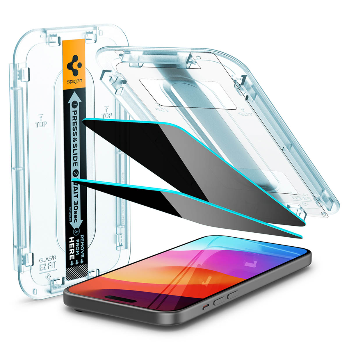 Spigen GLAStR Privacy EZ Fit Screenprotector + Applicator Apple iPhone 15