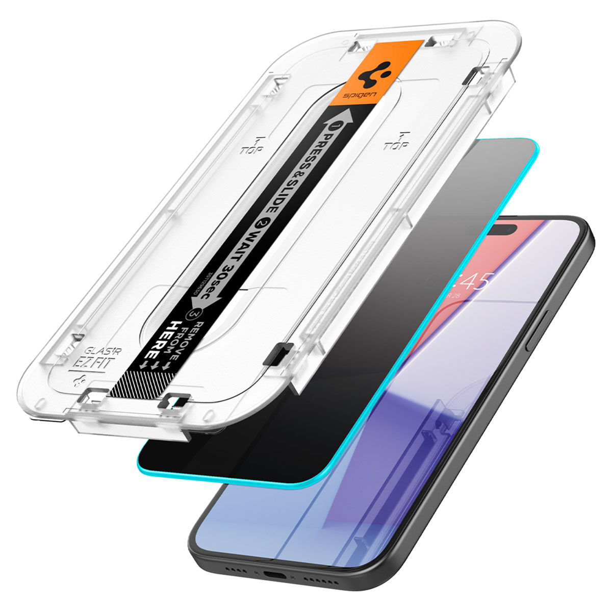 Spigen GLAStR Privacy EZ Fit Screenprotector + Applicator Apple iPhone 15