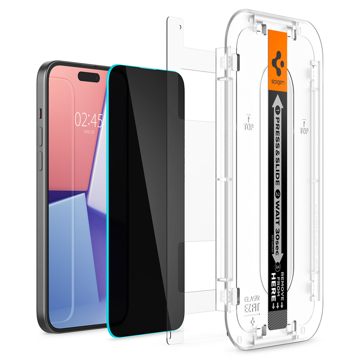 Spigen GLAStR Privacy EZ Fit Screenprotector + Applicator Apple iPhone 15