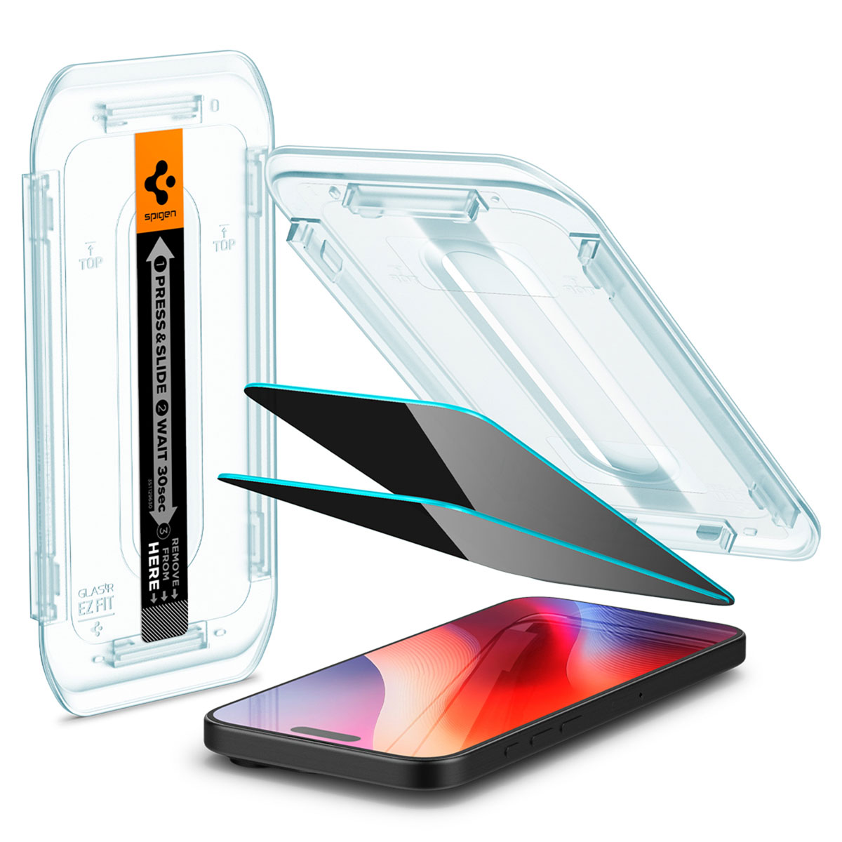 Spigen GLAStR Privacy EZ Fit Screenprotector + Applicator Apple iPhone 16 Pro Max