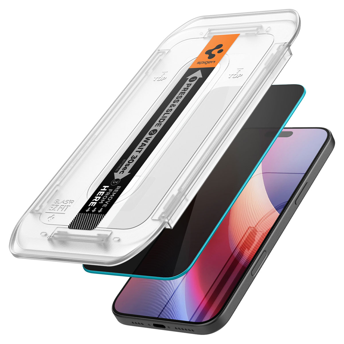 Spigen GLAStR Privacy EZ Fit Screenprotector + Applicator Apple iPhone 16 Pro Max