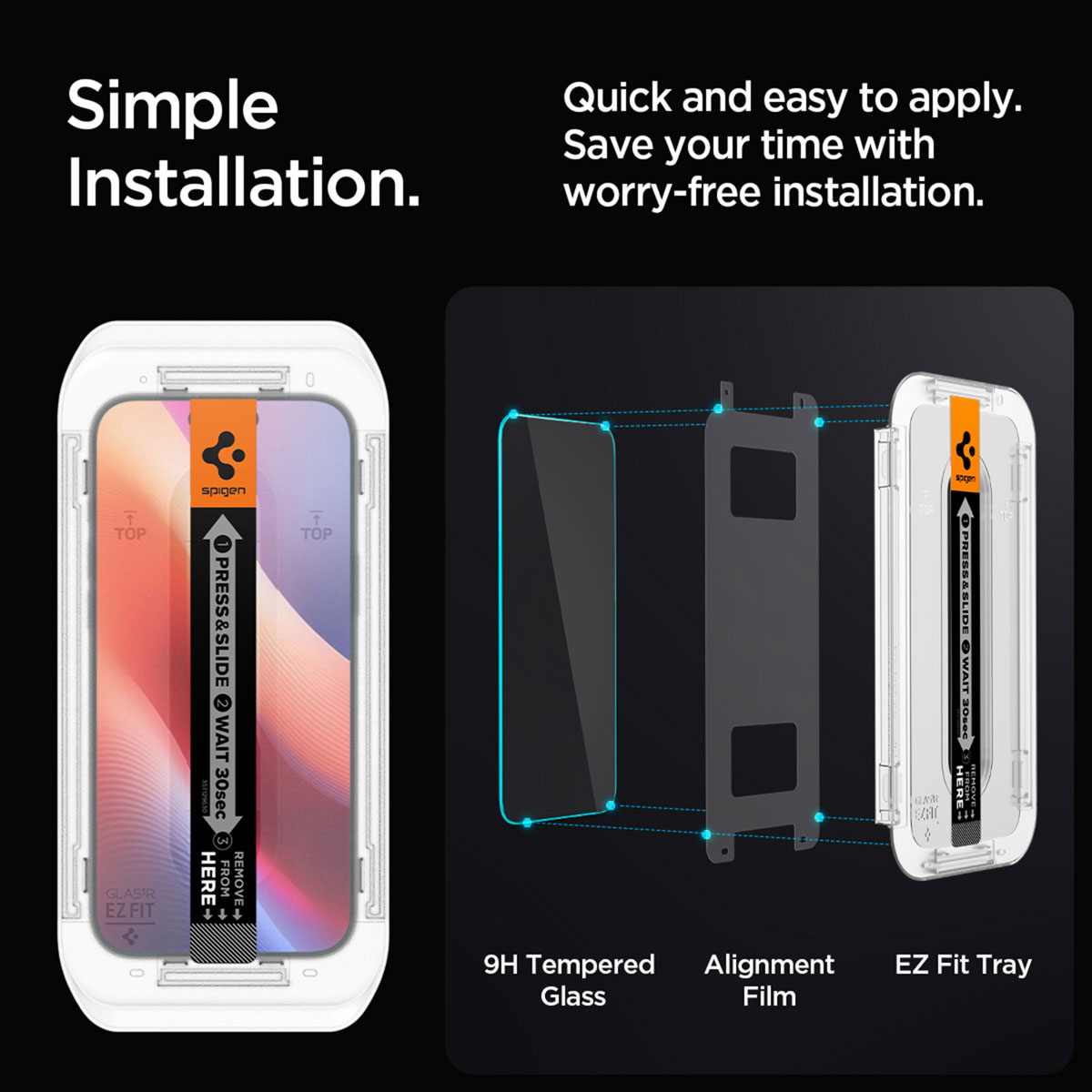Spigen GLAStR Privacy EZ Fit Screenprotector + Applicator Apple iPhone 16 Pro Max
