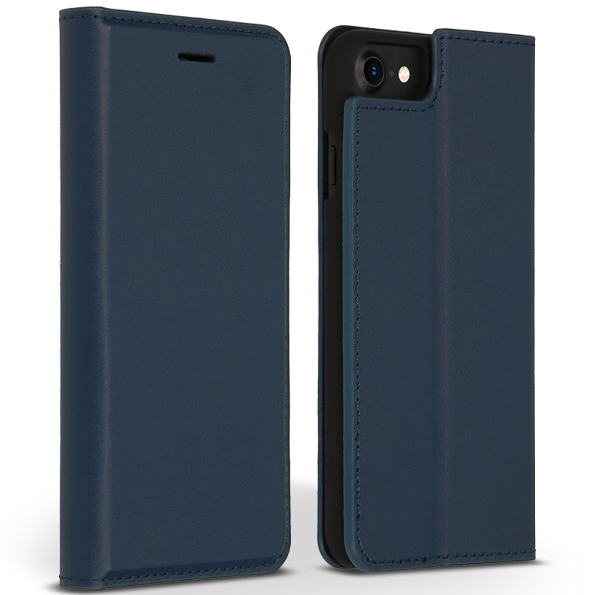 Accezz Premium Leather Slim Bookcase Apple iPhone SE (2022 / 2020) / 8 / 7 / 6(s) - Donkerblauw