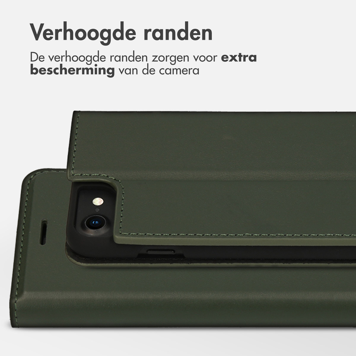 Accezz Premium Leather Slim Bookcase Apple iPhone SE (2022 / 2020) / 8 / 7 / 6(s) - Groen