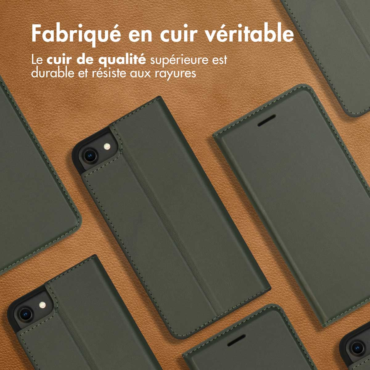 Accezz Premium Leather Slim Bookcase Apple iPhone SE (2022 / 2020) / 8 / 7 / 6(s) - Groen