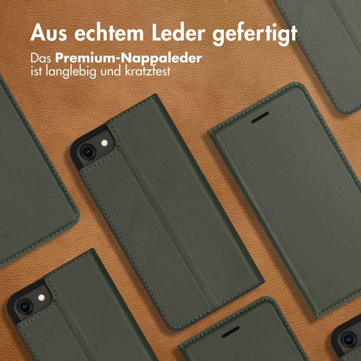 Accezz Premium Leather Slim Bookcase Apple iPhone SE (2022 / 2020) / 8 / 7 / 6(s) - Groen