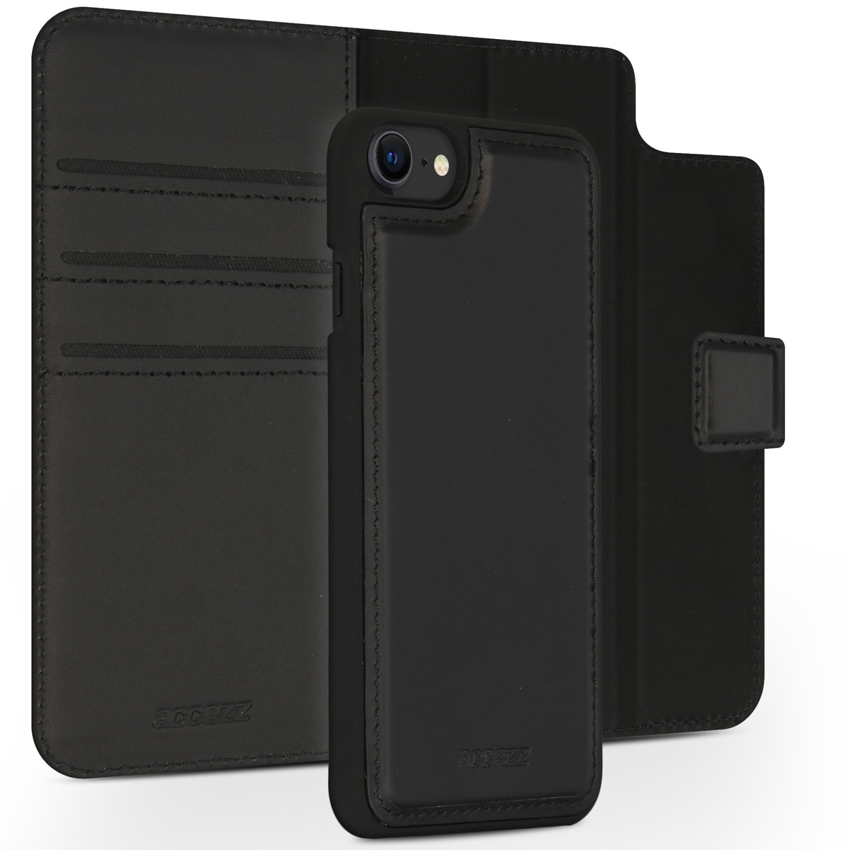 Accezz Premium Leather 2 in 1 Wallet Bookcase Apple iPhone SE (2022 / 2020) / 8 / 7 / 6(s) - Zwart