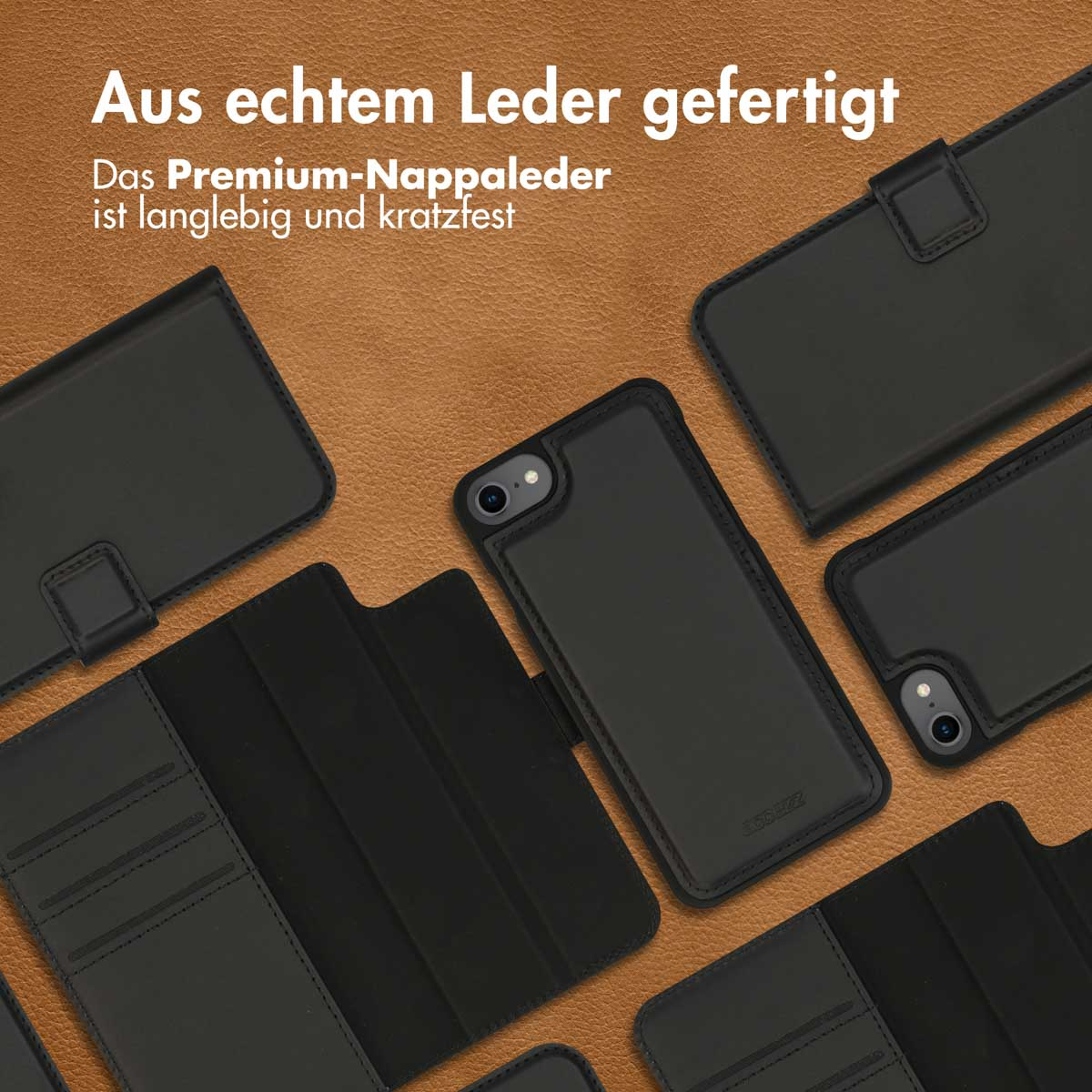 Accezz Premium Leather 2 in 1 Wallet Bookcase Apple iPhone SE (2022 / 2020) / 8 / 7 / 6(s) - Zwart