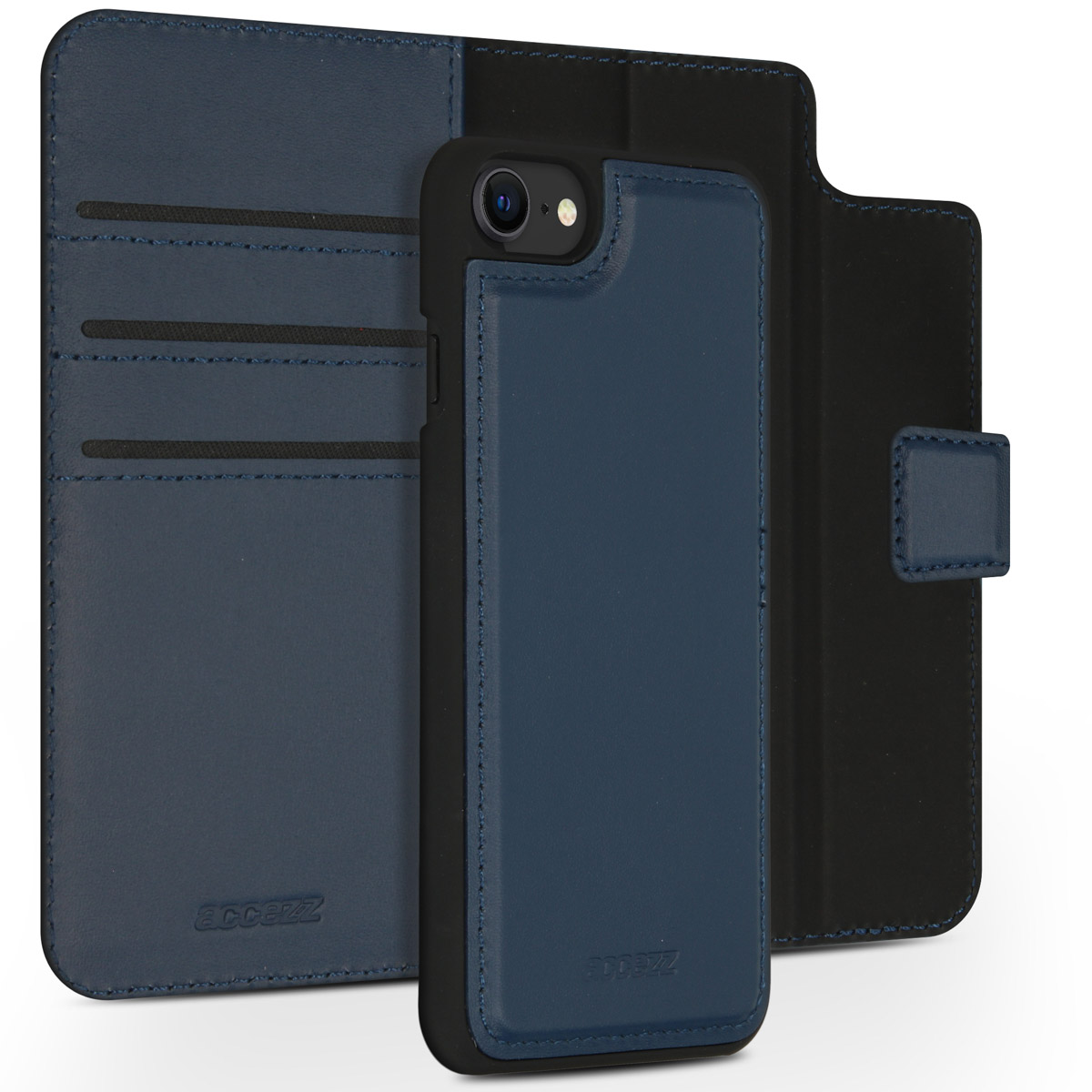 Accezz Premium Leather 2 in 1 Wallet Bookcase Apple iPhone SE (2022 / 2020) / 8 / 7 / 6(s) - Donkerblauw