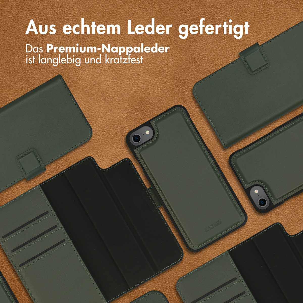 Accezz Premium Leather 2 in 1 Wallet Bookcase Apple iPhone SE (2022 / 2020) / 8 / 7 / 6(s) - Groen