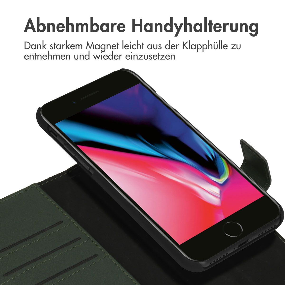 Accezz Premium Leather 2 in 1 Wallet Bookcase Apple iPhone SE (2022 / 2020) / 8 / 7 / 6(s) - Groen