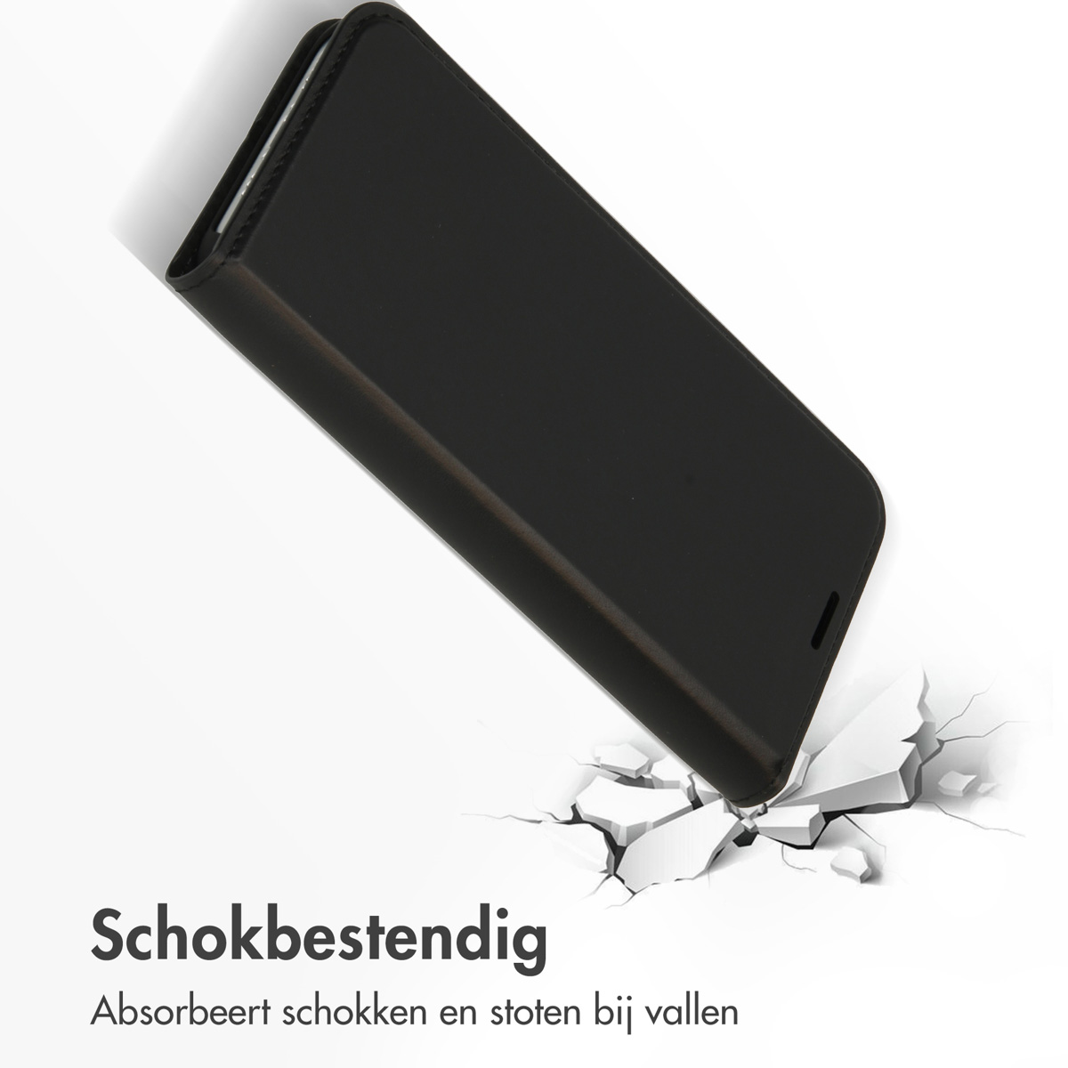 Accezz Premium Leather Slim Bookcase Apple iPhone 12 (Pro) - Zwart