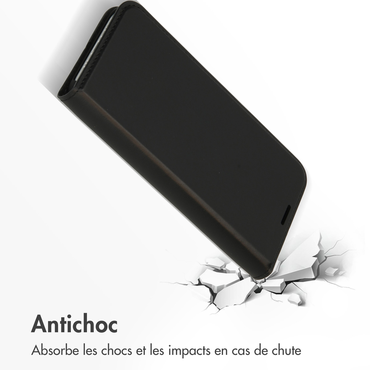 Accezz Premium Leather Slim Bookcase Apple iPhone 12 (Pro) - Zwart