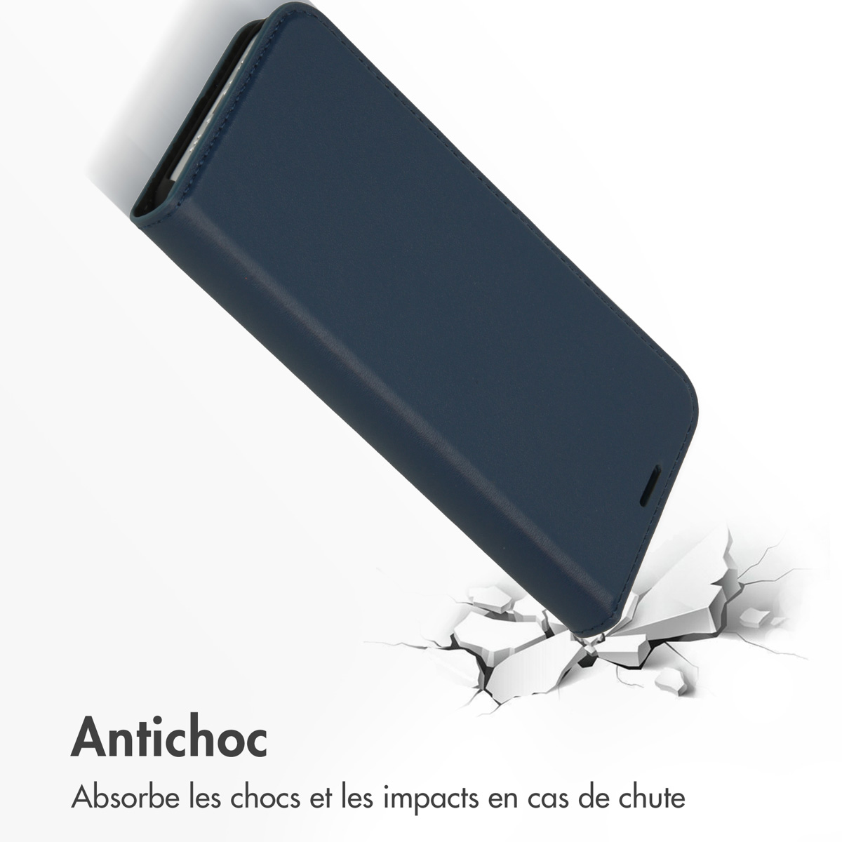 Accezz Premium Leather Slim Bookcase Apple iPhone 12 (Pro) - Donkerblauw