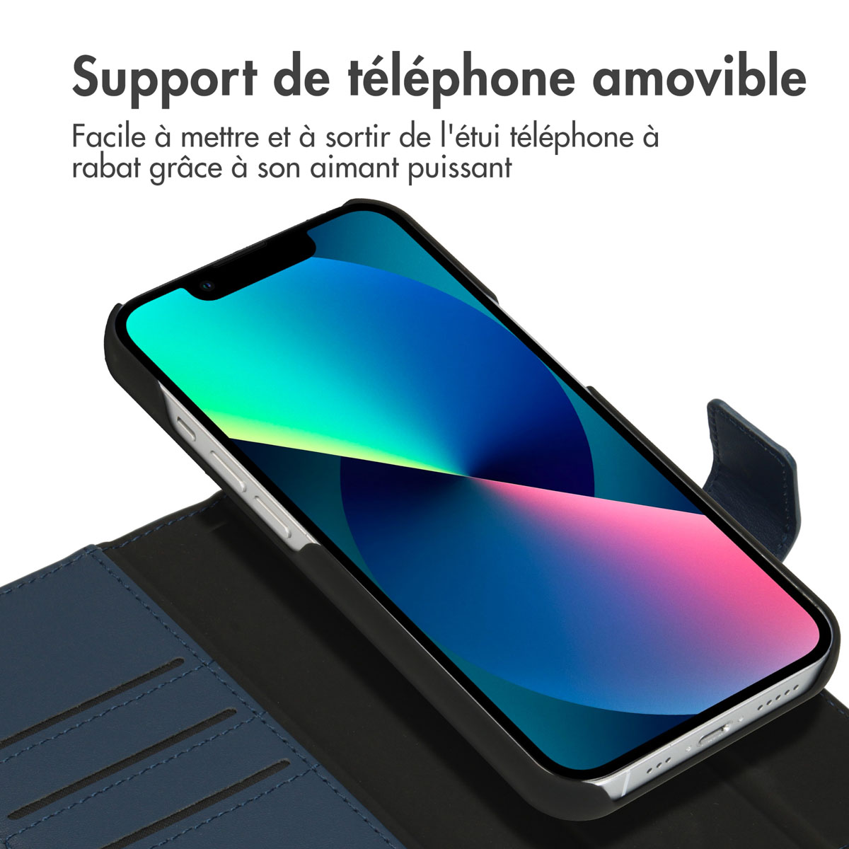 Accezz Premium Leather 2 in 1 Wallet Bookcase Apple iPhone 13 Mini - Donkerblauw