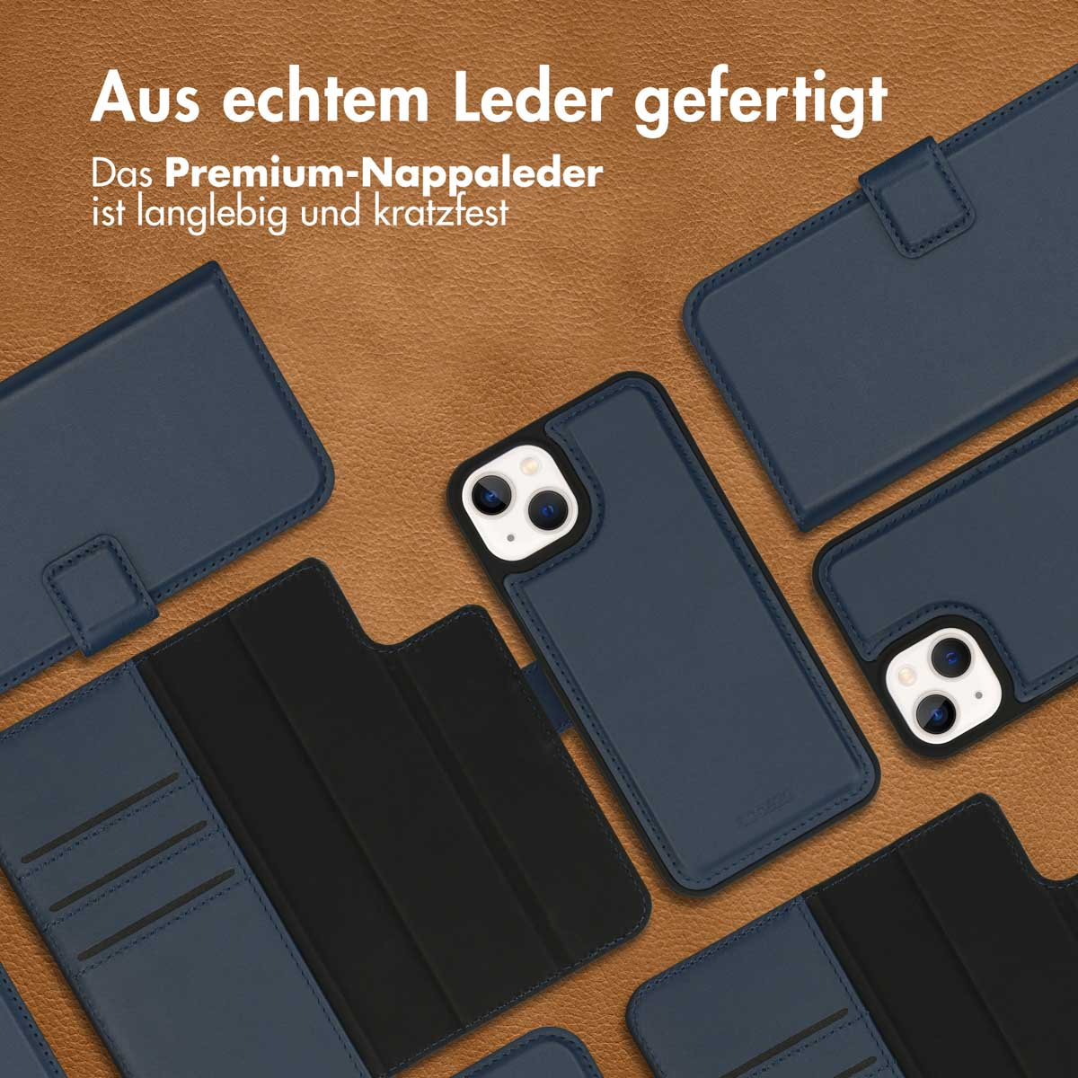 Accezz Premium Leather 2 in 1 Wallet Bookcase Apple iPhone 13 Mini - Donkerblauw