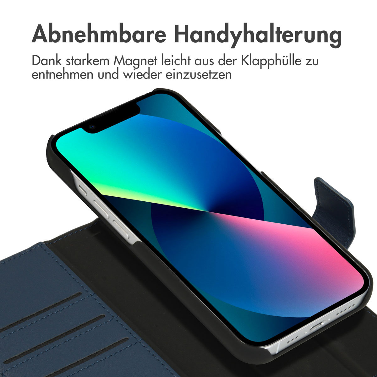 Accezz Premium Leather 2 in 1 Wallet Bookcase Apple iPhone 13 Mini - Donkerblauw