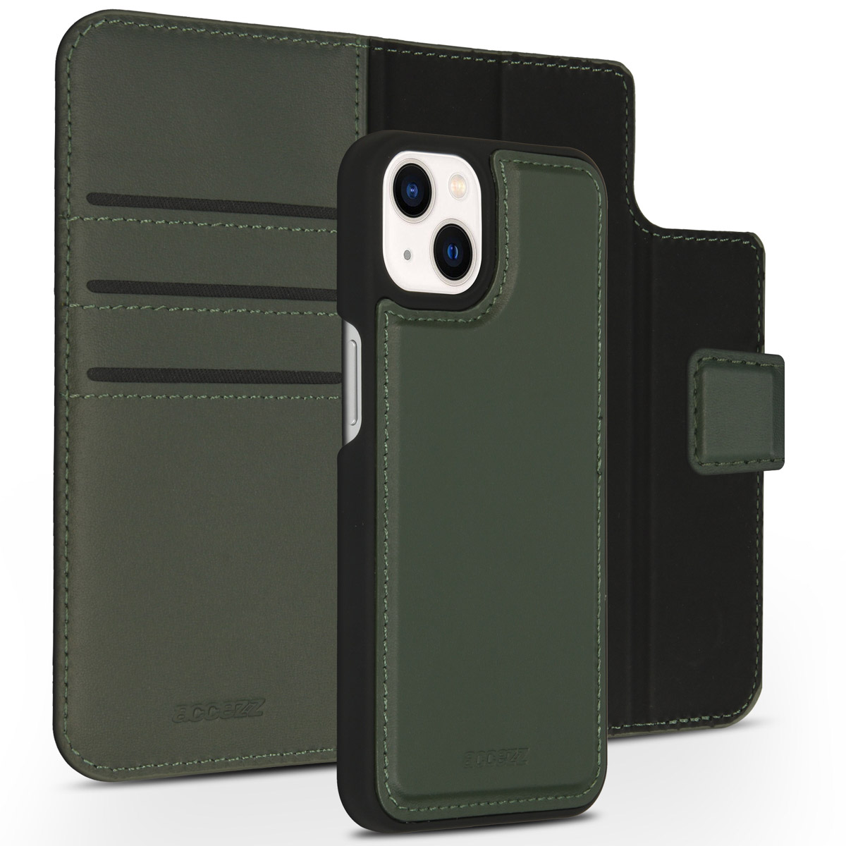 Accezz Premium Leather 2 in 1 Wallet Bookcase Apple iPhone 13 Mini - Groen